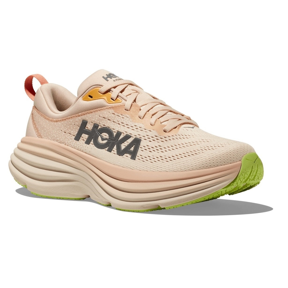Hoka Cream and Green Athletic Shoes